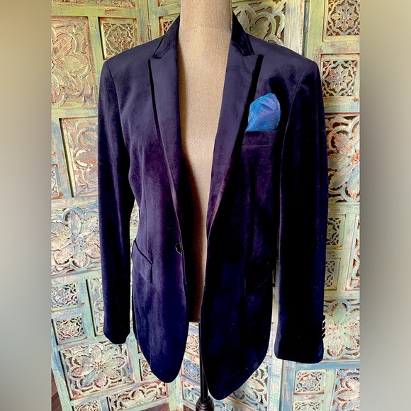 Egara Other - Egara Men’s Navy Velvet Smoking Jacket 38R